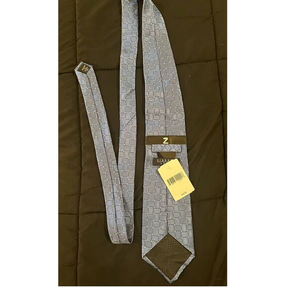 Ziggurat Men's Necktie NWT 100% Silk Blue Woven Pattern Office Career MSRP $45 - Picture 5 of 9